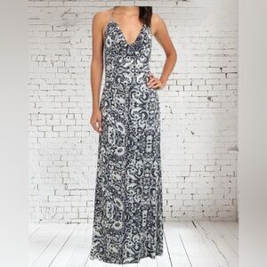 Chaser Cowl Neck Maxi Dress XS NWT | Batik Print + Soft Drape | Boutique Boho